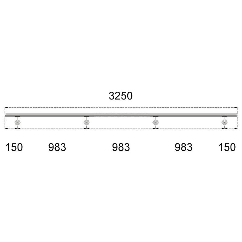 Nerezové madlo na schodiště 3,25m, EB1-M325